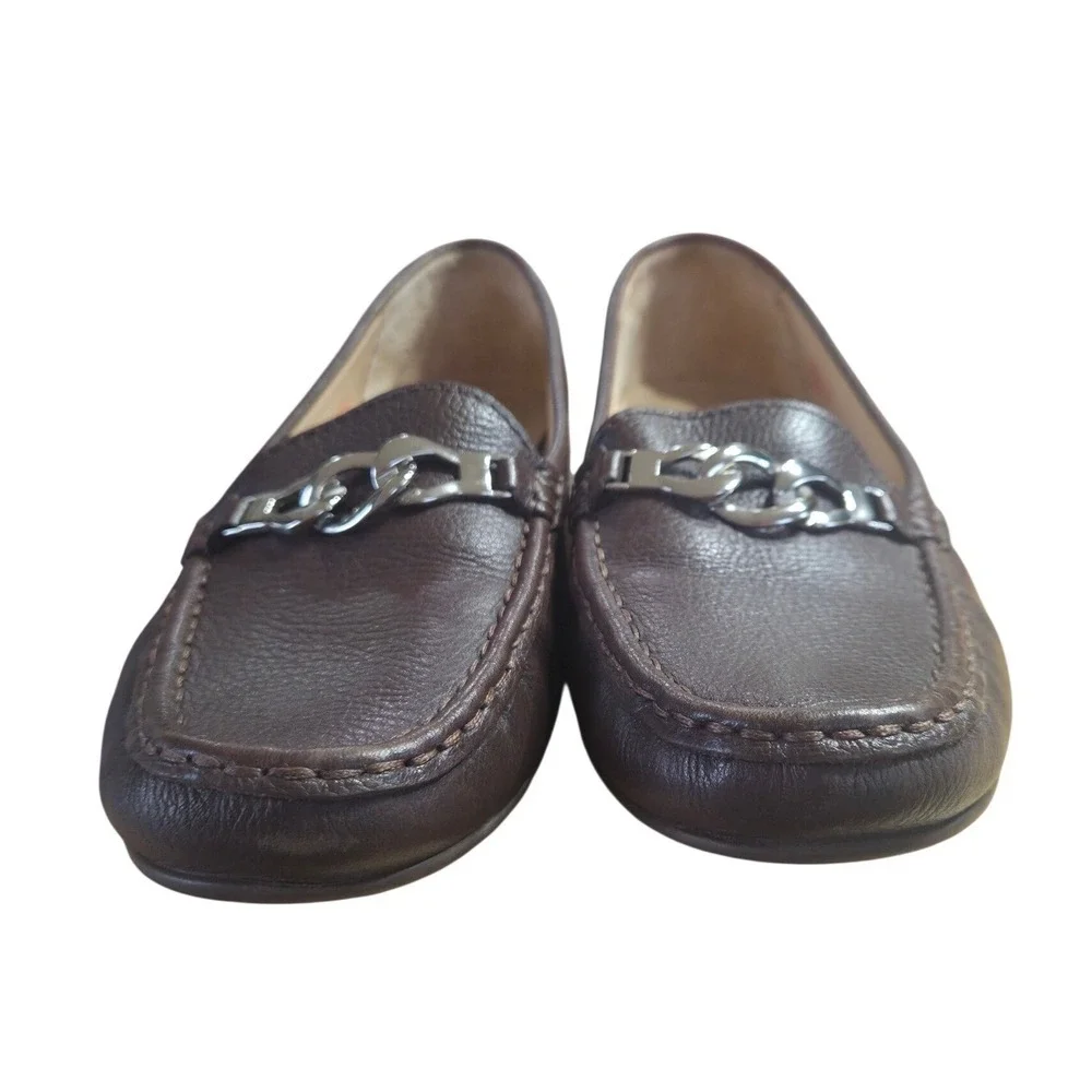 Marc Joseph New York Wooster St Brown Leather Chain Loafers Womens 10.5 Brazil
